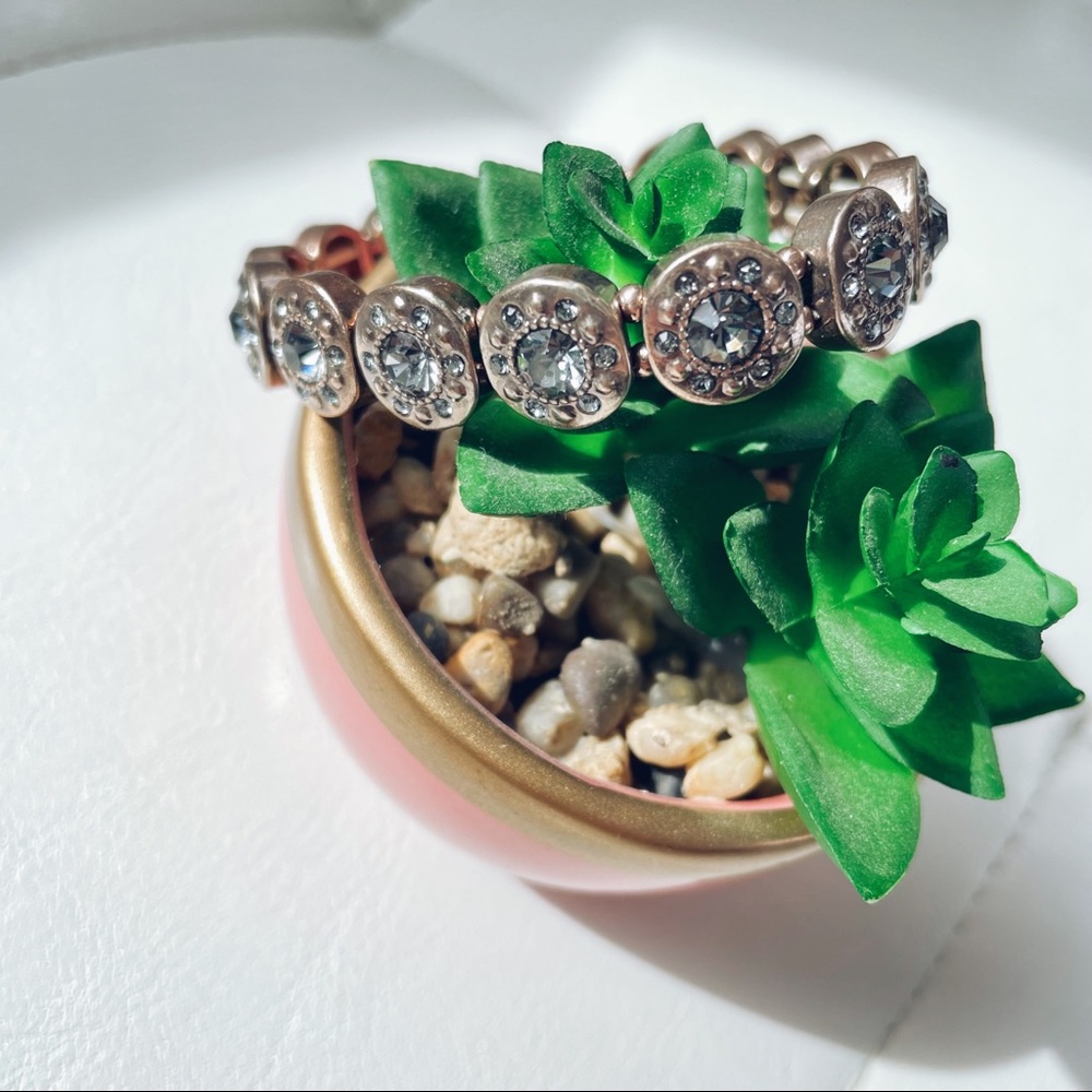 Faceted faux Smoky Quartz Topaz Stretch Gemstone Bracelet